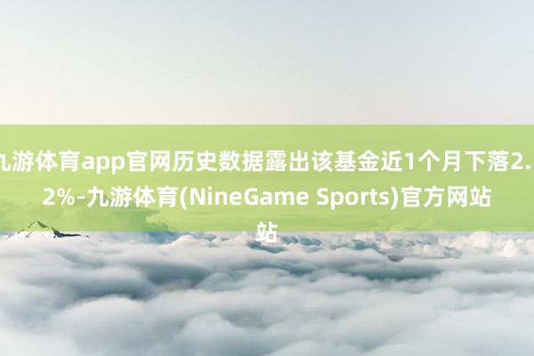 九游体育app官网历史数据露出该基金近1个月下落2.52%-九游体育(NineGame Sports)官方网站