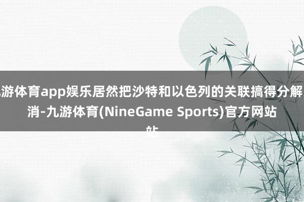 九游体育app娱乐居然把沙特和以色列的关联搞得分解冰消-九游体育(NineGame Sports)官方网站